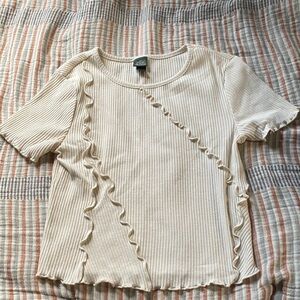 Wild Fable Cream Ruffled Crop Top